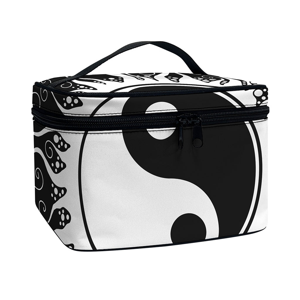 Black And White Yin Yang Sun Print Travel Makeup Bag