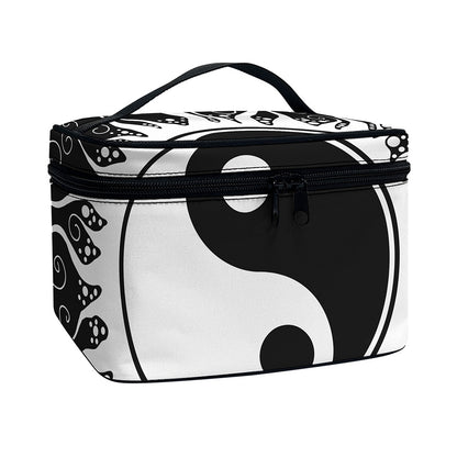 Black And White Yin Yang Sun Print Travel Makeup Bag
