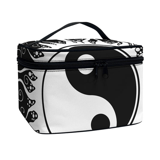 Black And White Yin Yang Sun Print Travel Makeup Bag