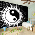 Black And White Yin Yang Sun Print Wall Sticker