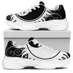 Black And White Yin Yang Sun Print White Chunky Shoes