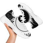 Black And White Yin Yang Sun Print White Chunky Shoes