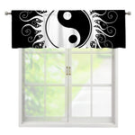 Black And White Yin Yang Sun Print Window Valance