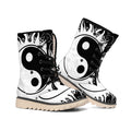 Black And White Yin Yang Sun Print Winter Boots