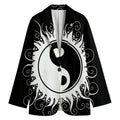 Black And White Yin Yang Sun Print Women's Blazer