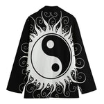 Black And White Yin Yang Sun Print Women's Blazer