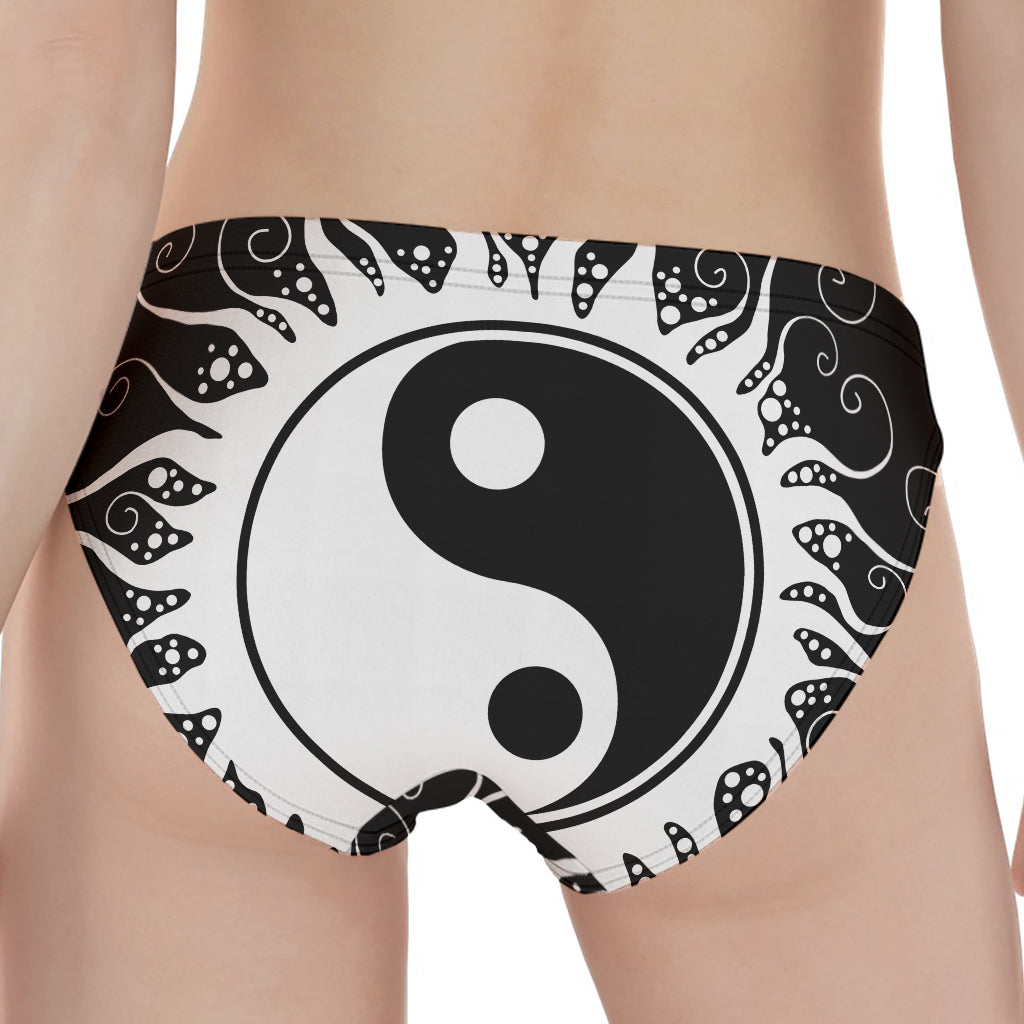 Black And White Yin Yang Sun Print Women's Panties