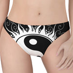 Black And White Yin Yang Sun Print Women's Thong