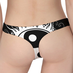 Black And White Yin Yang Sun Print Women's Thong