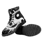 Black And White Yin Yang Sun Print Work Boots
