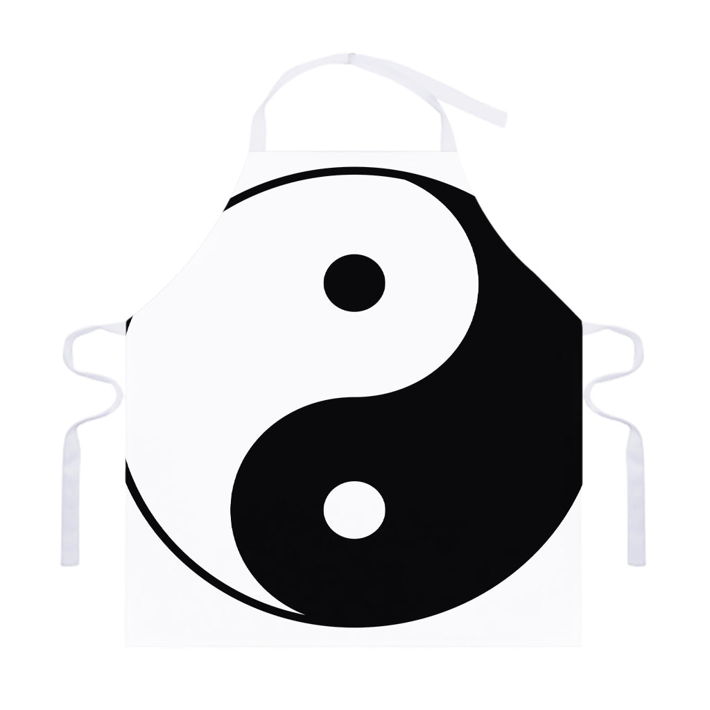 Black And White Yin Yang Symbol Print Adjustable Apron
