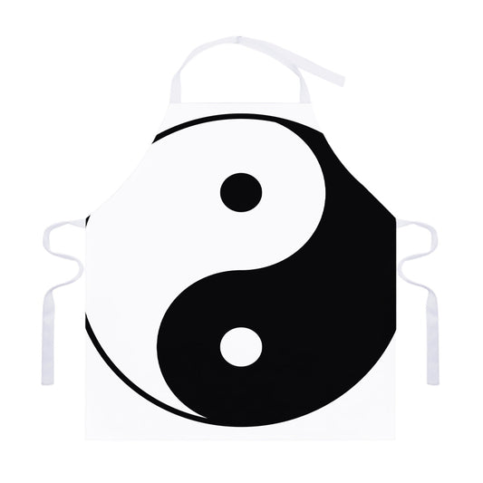 Black And White Yin Yang Symbol Print Adjustable Apron