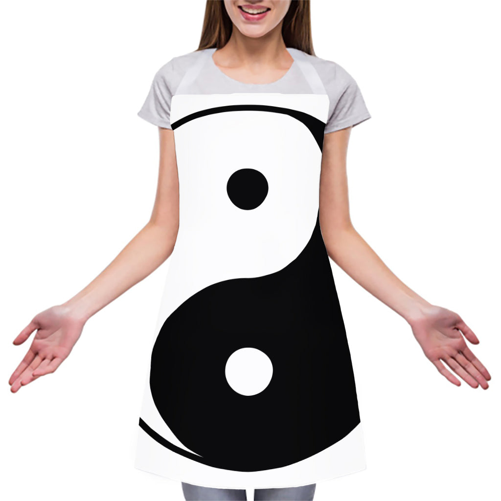 Black And White Yin Yang Symbol Print Adjustable Apron