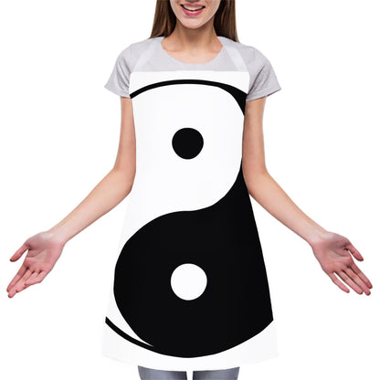 Black And White Yin Yang Symbol Print Adjustable Apron