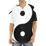 Black And White Yin Yang Symbol Print Aloha Shirt