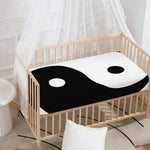 Black And White Yin Yang Symbol Print Baby Crib Sheet