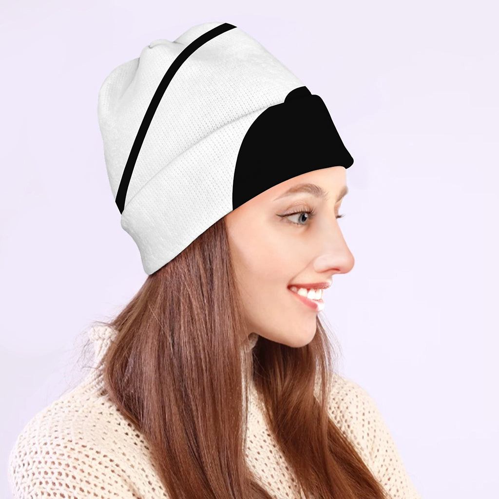 Black And White Yin Yang Symbol Print Beanie