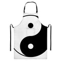 Black And White Yin Yang Symbol Print Bib Apron With Pocket