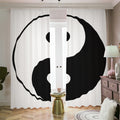 Black And White Yin Yang Symbol Print Dimout Pencil Pleat Curtains