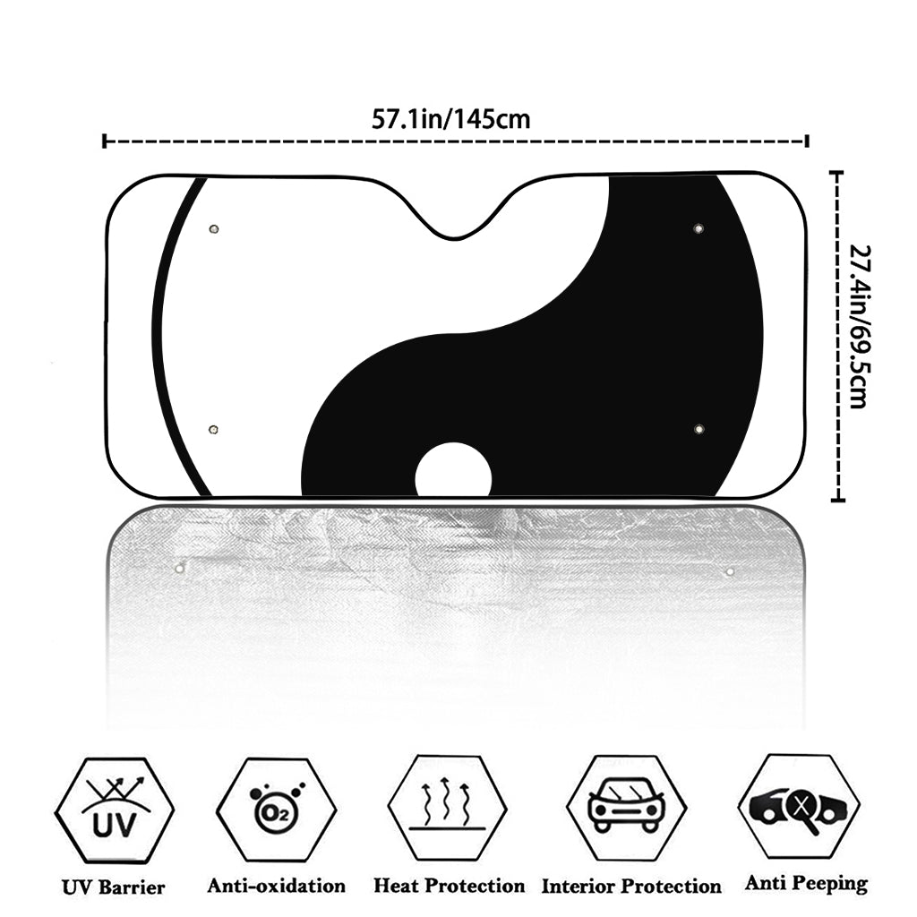 Black And White Yin Yang Symbol Print Car Windshield Sun Shade
