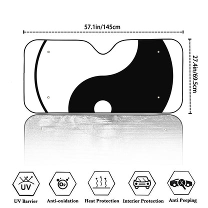 Black And White Yin Yang Symbol Print Car Windshield Sun Shade
