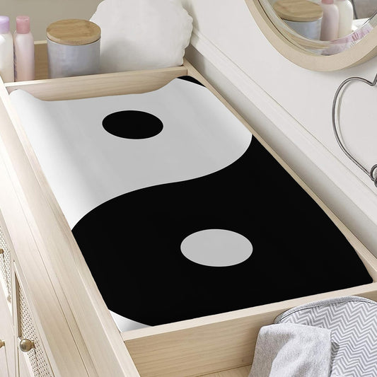 Black And White Yin Yang Symbol Print Changing Pad Cover