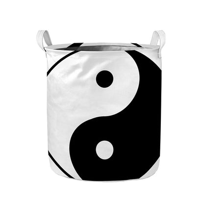 Black And White Yin Yang Symbol Print Collapsible Laundry Basket