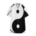 Black And White Yin Yang Symbol Print Cotton Hawaiian Shirt