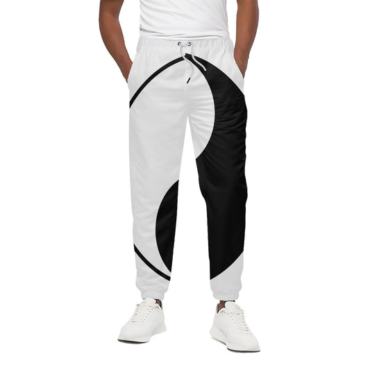Black And White Yin Yang Symbol Print Cotton Pants