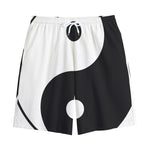 Black And White Yin Yang Symbol Print Cotton Shorts