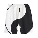 Black And White Yin Yang Symbol Print Cotton Shorts