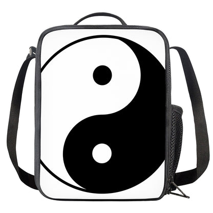 Black And White Yin Yang Symbol Print Crossbody Lunch Bag