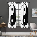Black And White Yin Yang Symbol Print Grommet Curtain Panels