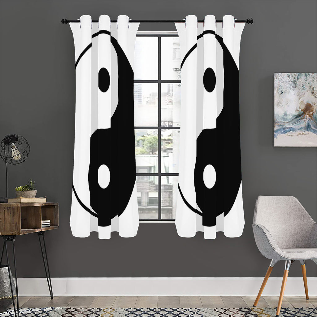 Black And White Yin Yang Symbol Print Curtain