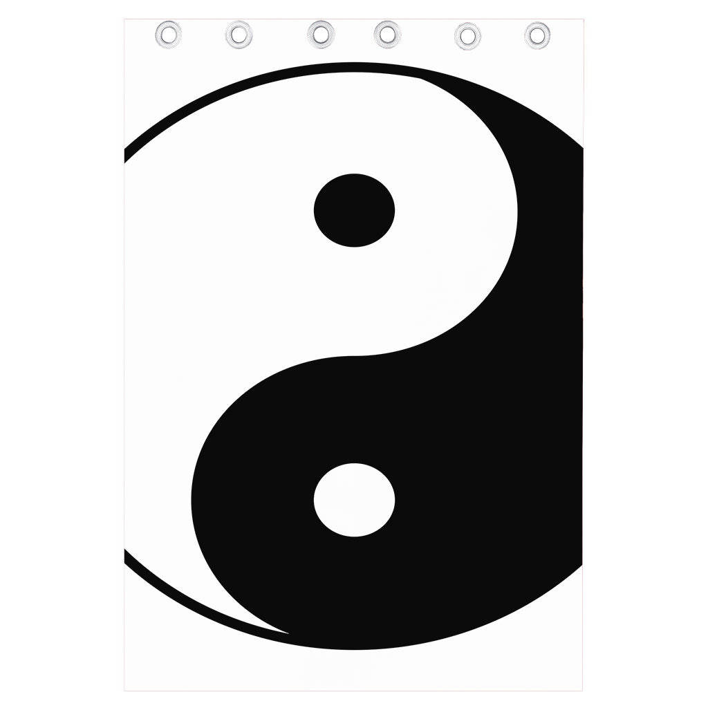Black And White Yin Yang Symbol Print Curtain