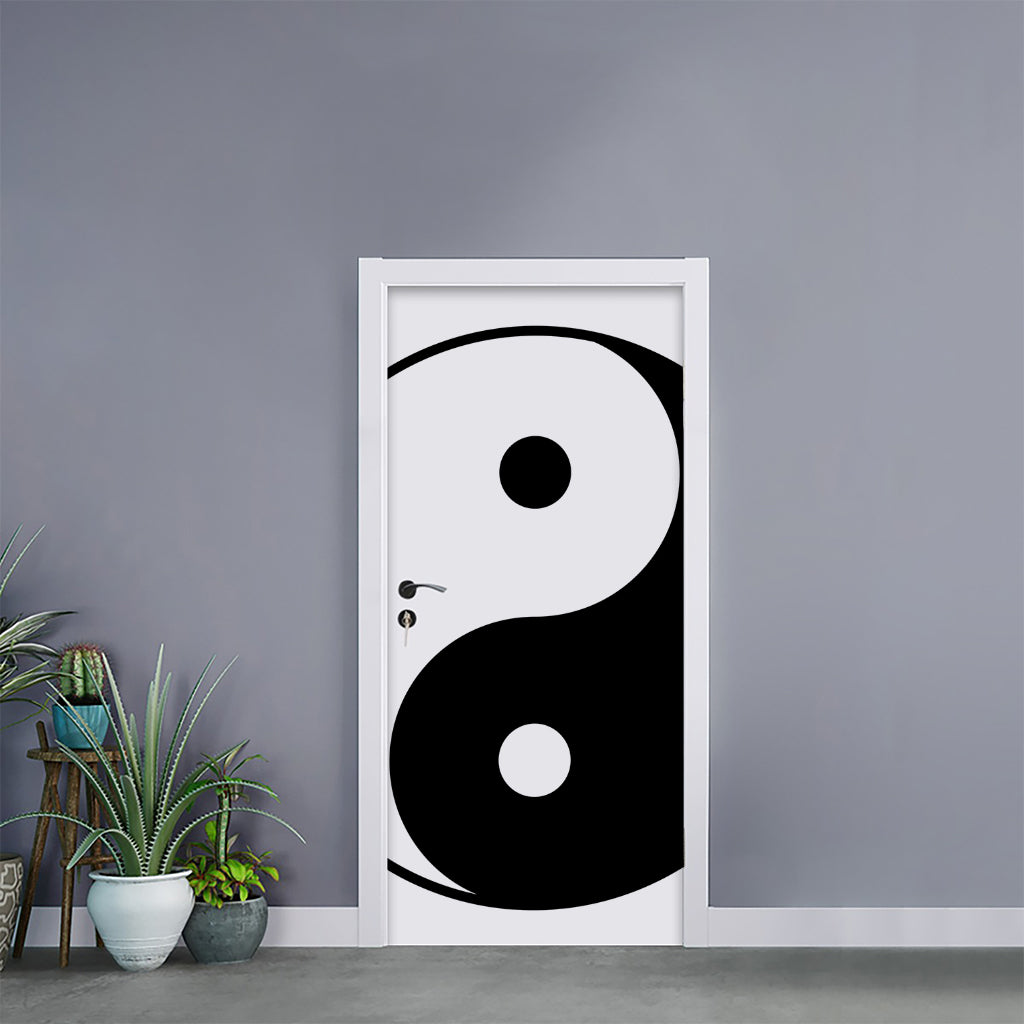 Black And White Yin Yang Symbol Print Door Sticker