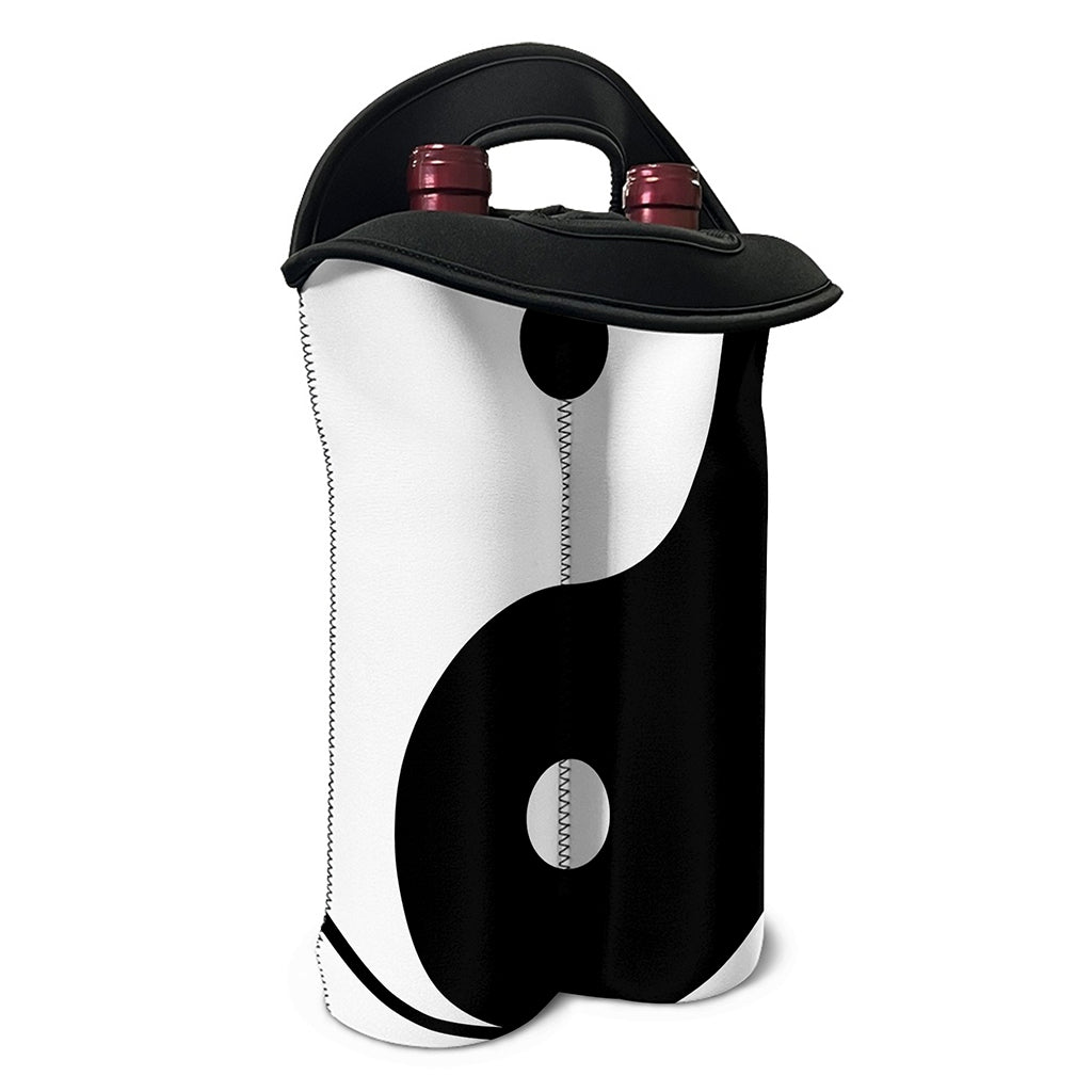 Black And White Yin Yang Symbol Print Double Neoprene Wine Tote