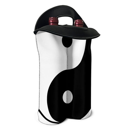 Black And White Yin Yang Symbol Print Double Neoprene Wine Tote
