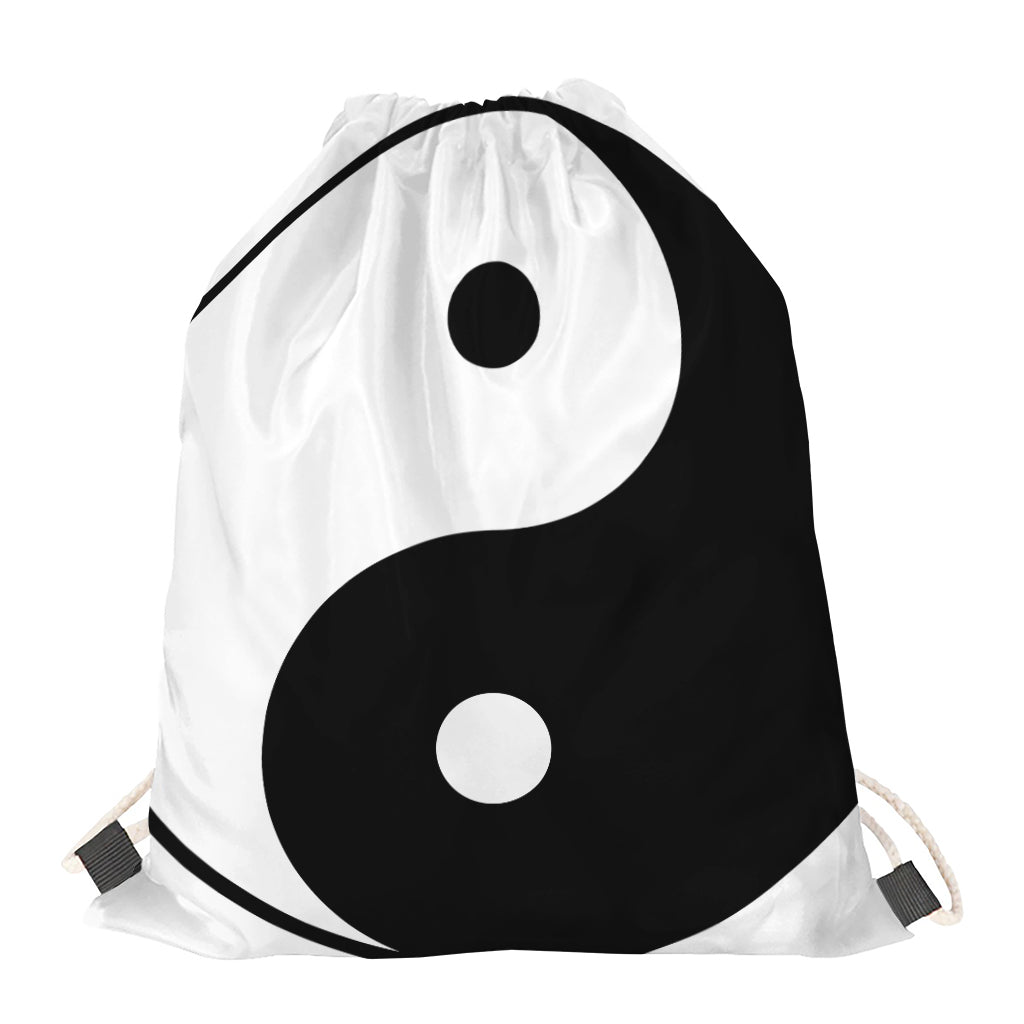 Black And White Yin Yang Symbol Print Drawstring Bag