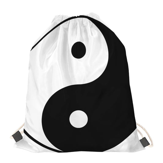 Black And White Yin Yang Symbol Print Drawstring Bag
