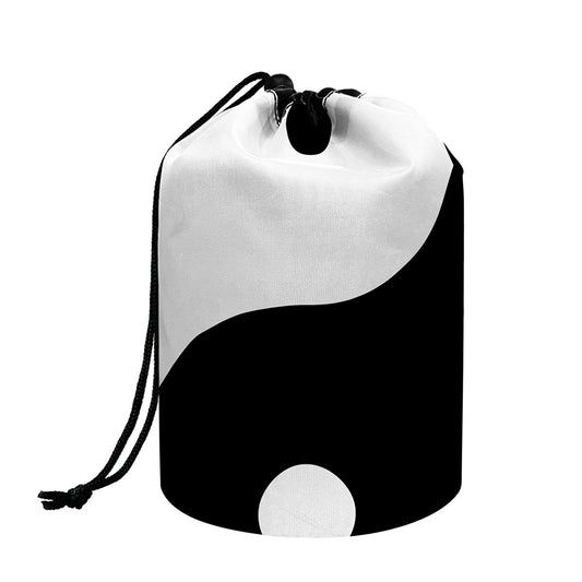 Black And White Yin Yang Symbol Print Drawstring Makeup Bag
