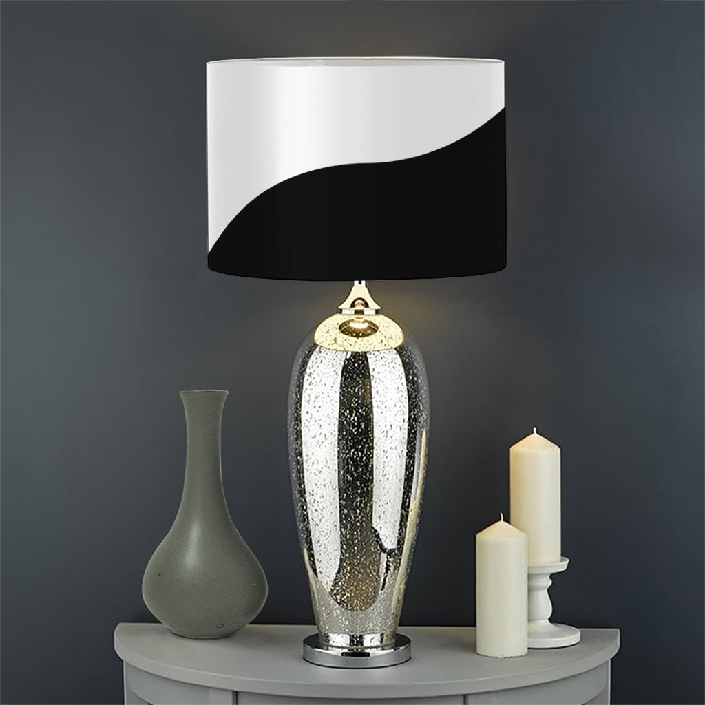 Black And White Yin Yang Symbol Print Drum Lamp Shade