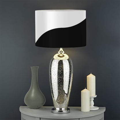 Black And White Yin Yang Symbol Print Drum Lamp Shade