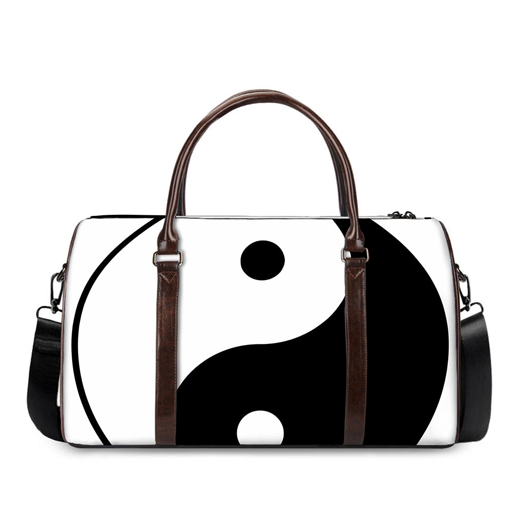 Black And White Yin Yang Symbol Print Duffle Bag