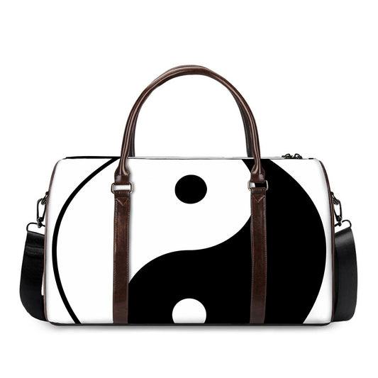 Black And White Yin Yang Symbol Print Duffle Bag