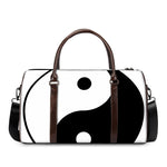 Black And White Yin Yang Symbol Print Duffle Bag