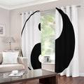 Black And White Yin Yang Symbol Print Extra Wide Grommet Curtains