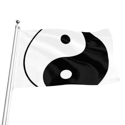 Black And White Yin Yang Symbol Print Flag
