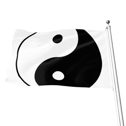 Black And White Yin Yang Symbol Print Flag