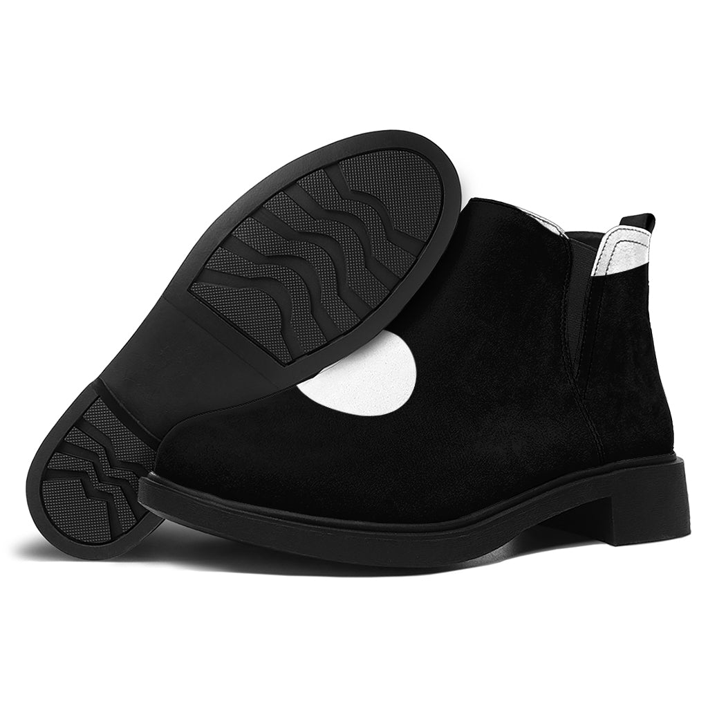 Black And White Yin Yang Symbol Print Flat Ankle Boots